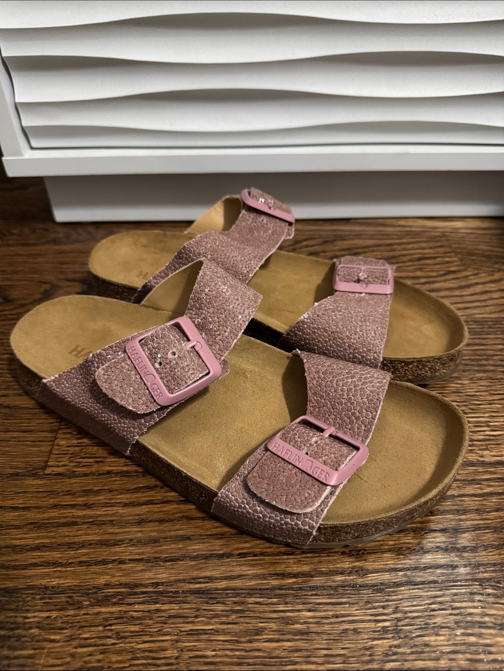 HAFLINGER Leather Sandals 'Bio Andrea' Buckle Slide Cork Sandals